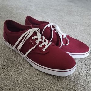 Vans Burgundy/White Canvas Sneakers- 9.5